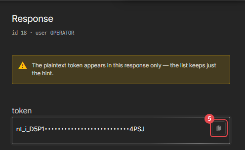 Copy the Neo API token