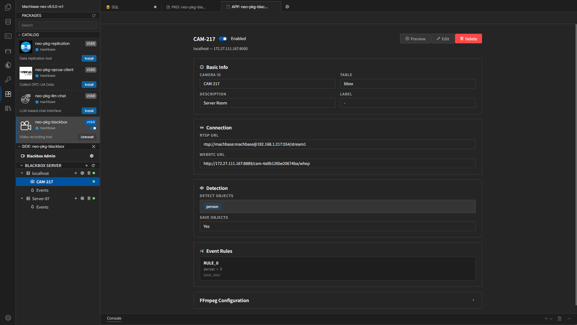 Blackbox main screen